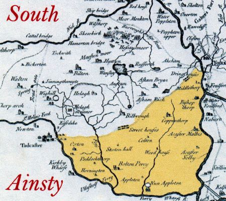 A map detailing the South Ainsty region.