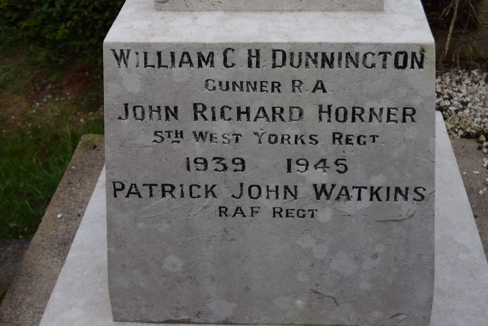 Detail of Appleton Roebuck war memorial (WW 2 names)