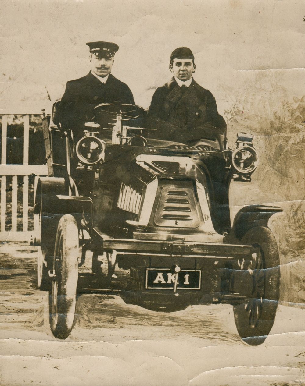 Sir Benjamin and Mr Alan Dawson of Nun Appleton Hall on 1903(?) Panhard