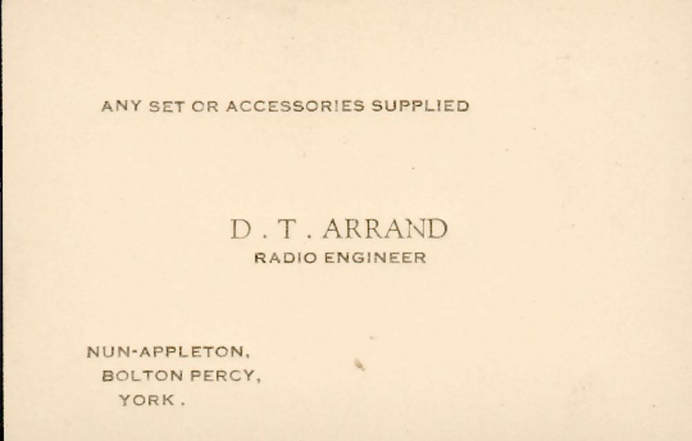 Business card of David Arrand