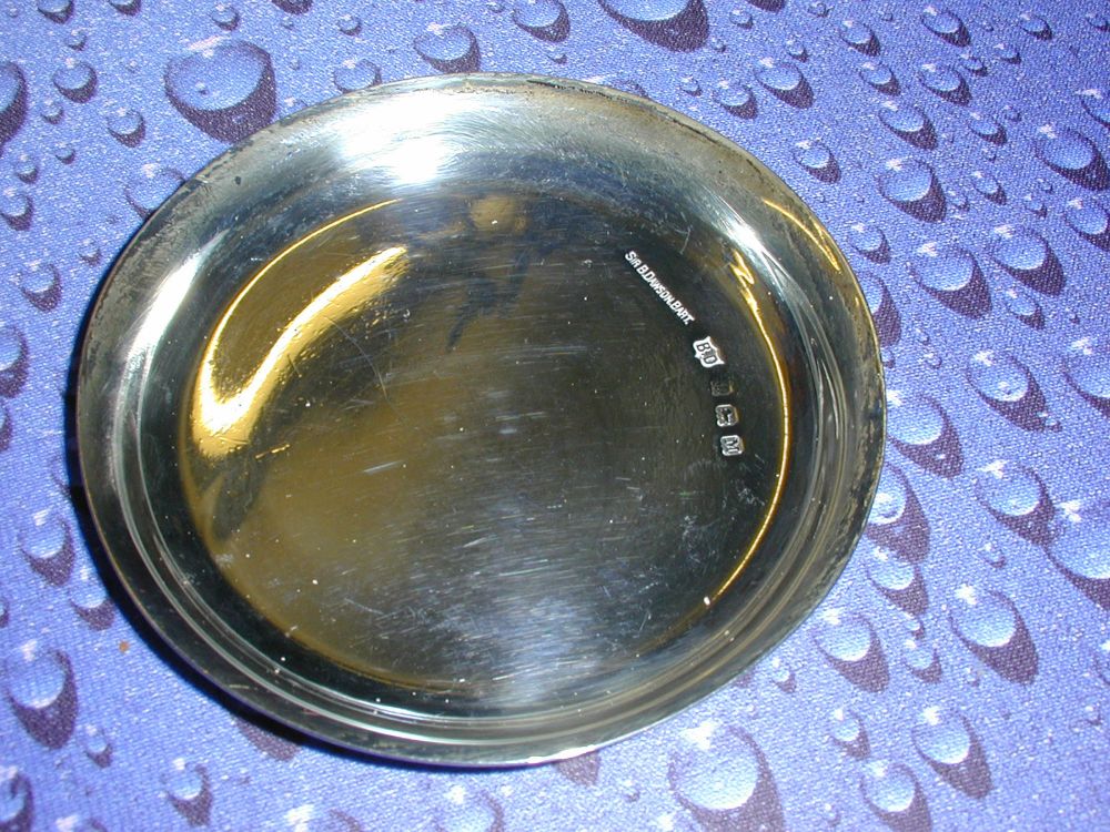 Silver dish with Benjamin Dawson's personal hallmark