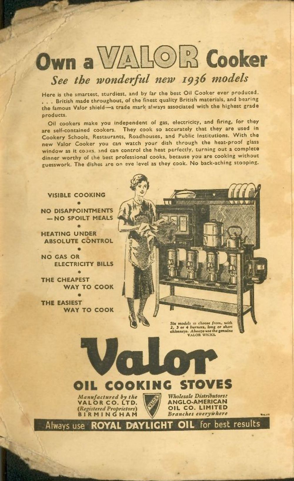 Valor Stove advert