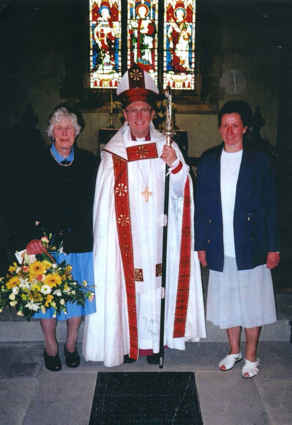 Mary Birkley, Archbishop David Hope, Denise Rowley in St John's AS