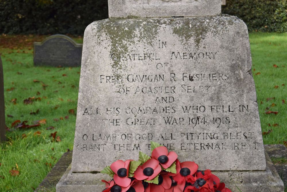 Detail of war memorial in St John's churchyard