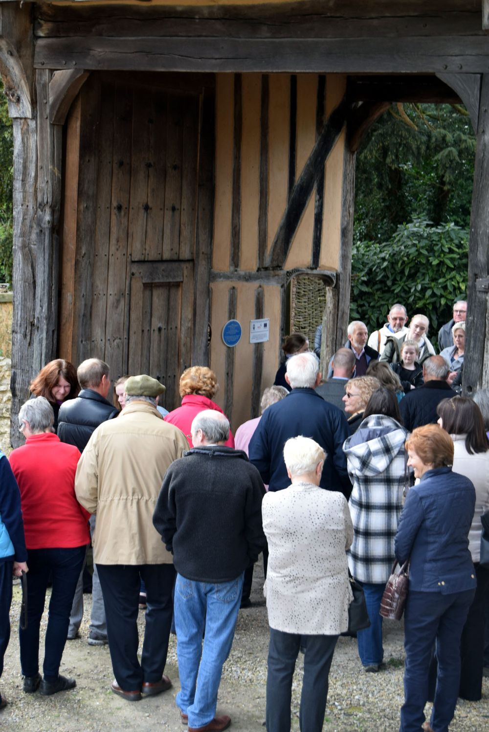 Unveiling plaque to Marjorie Harrison at gatehouse