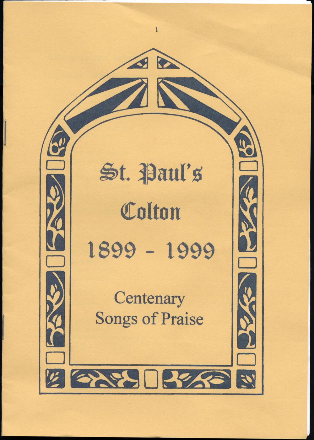 St Pauls Colton Centenary Songs of Praise book