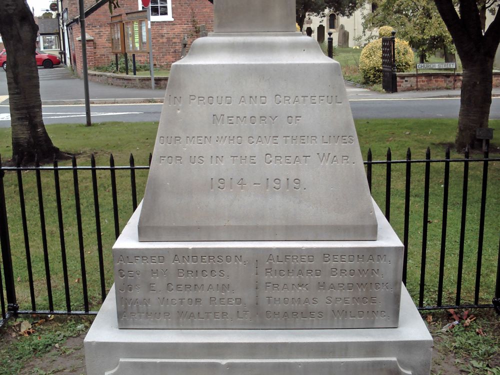 Detail of Copmanthorpe war memorial