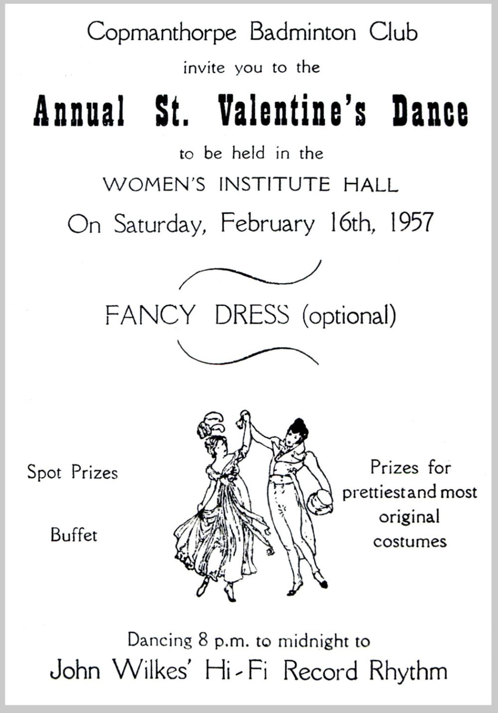 Poster for a Valentine's Ball at the WI Hall