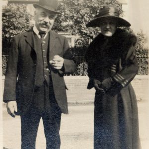 Mr & Mrs Mortimer senior outside Roebuck Inn