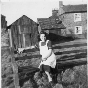 Edna Blane outside Shoulder of Mutton