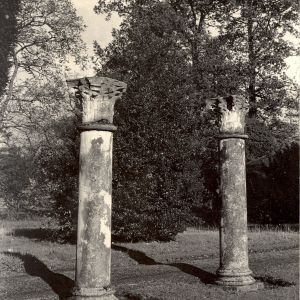 Nun Appleton Hall - historic columns in garden