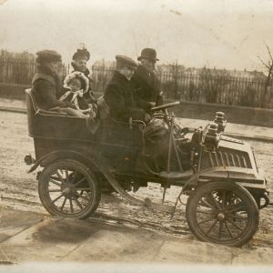 Sir Benjamin Dawson and family on Panhard