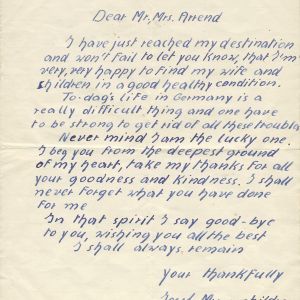 Letter from Josef (German PoW) to the Arrands